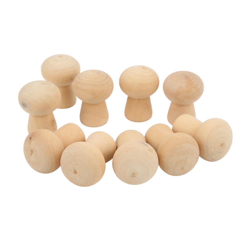 10pcs Unfinished Wooden Wooden Peg Dolls Wooden Mushroom Figurines DIY Arts Crafts Projects