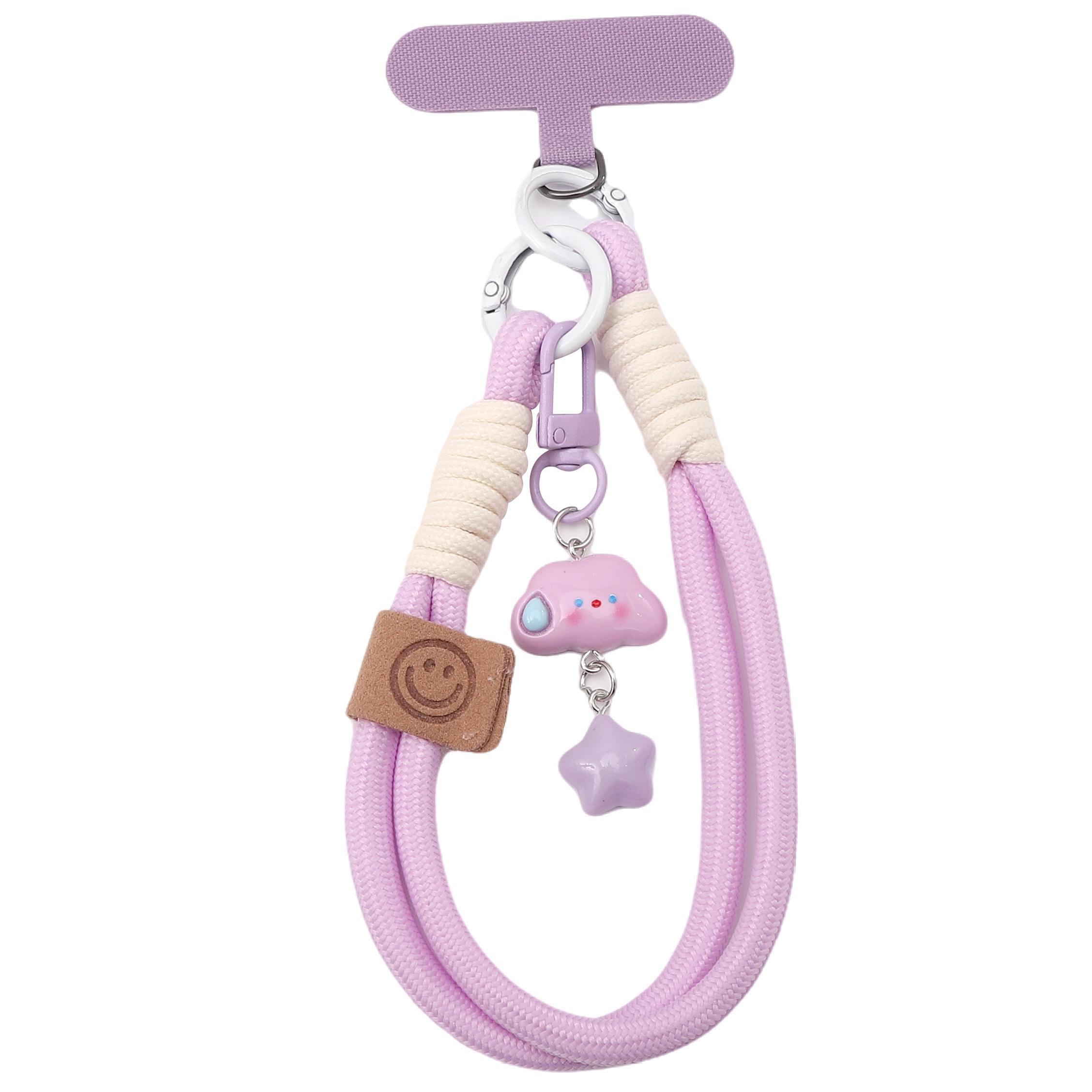 

1Set/bag Alloy Polyester Woven Color Matching Cloud Star Mobile Phone Rope Card Pad фіолетовий