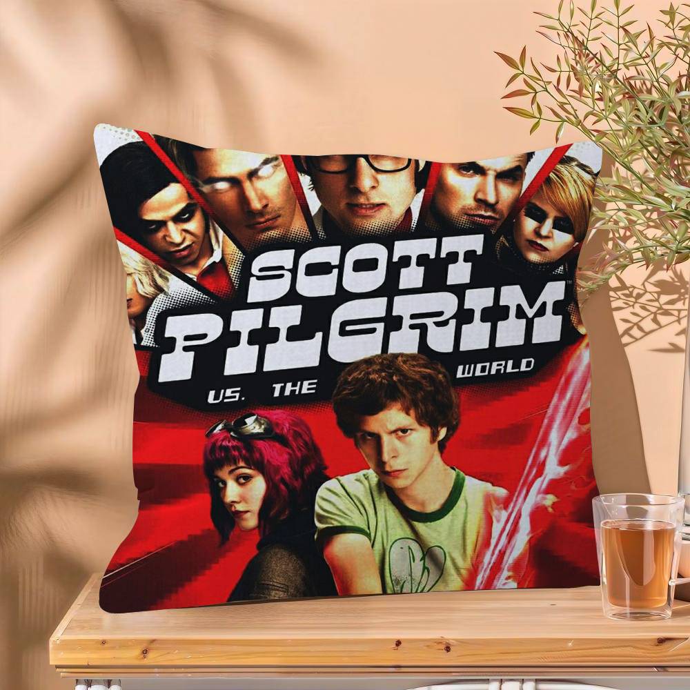 Vintage Movie Scott Pilgrim VS The World Pillow Covers Sofa Decorative Home Doublesided Printing Short Plush Cute Cushion Cover