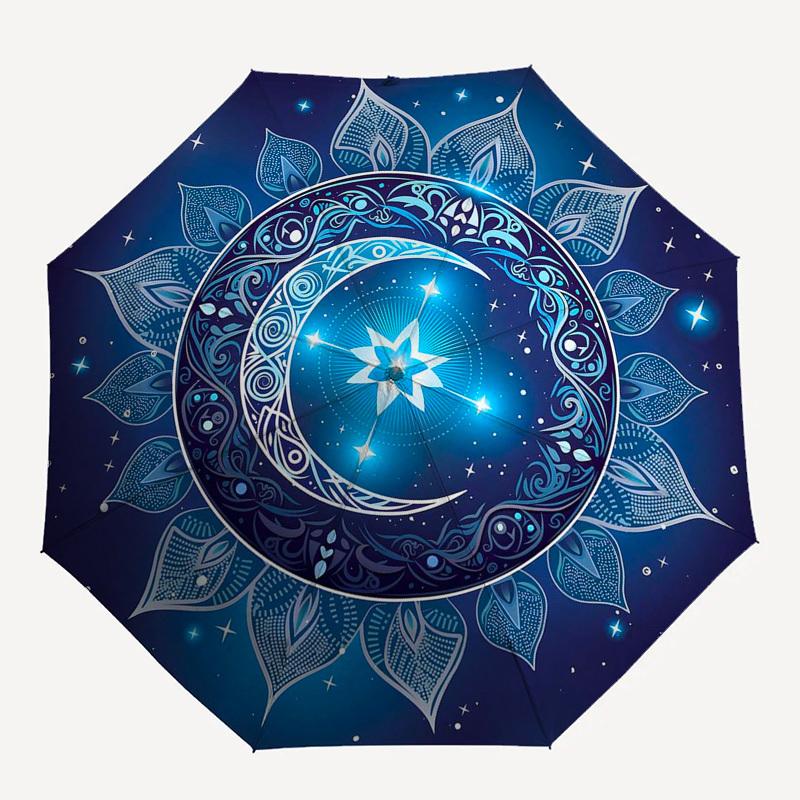 1pc Mystical Mandala Design Automatic Folding Umbrella - Portable 3-Fold Design, 8-Bone Iron Frame Outdoor Umbrella, Perfect Festival Gift for Fans, T