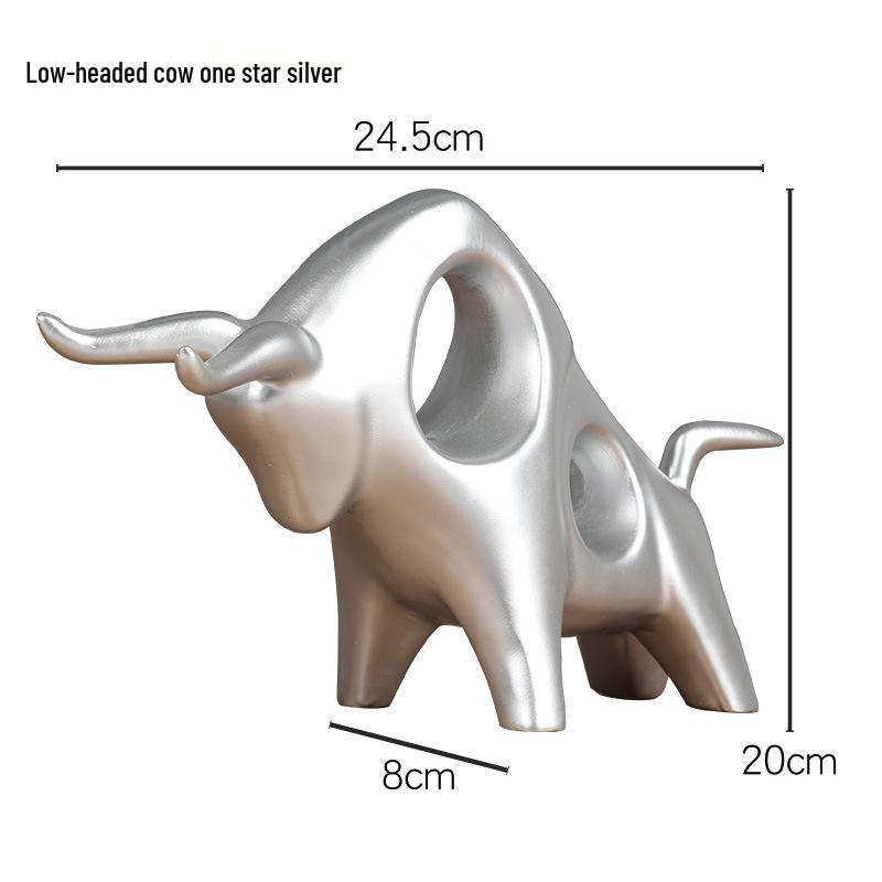 Light Luxury Abstract Cow Figurine: Wealth-Attracting Decor for Living Room, Wine Cabinet, or Office – Elegant Opening Gift
