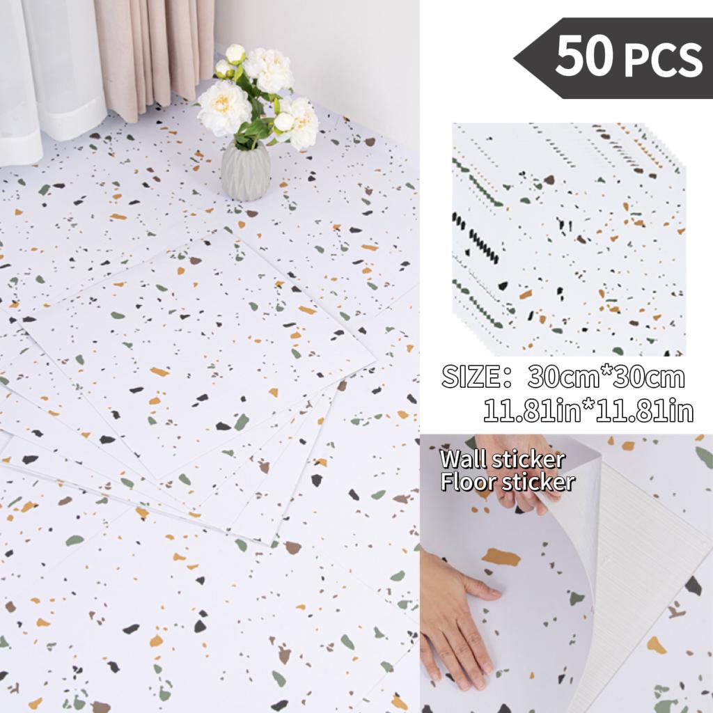 NINETAI Peel And Stick Floor Tile, 50pcs Vinyl Plank Wood Grain Look 11.81in*11.81in/48 Sq.Ft, Kitchen Mats For Floor