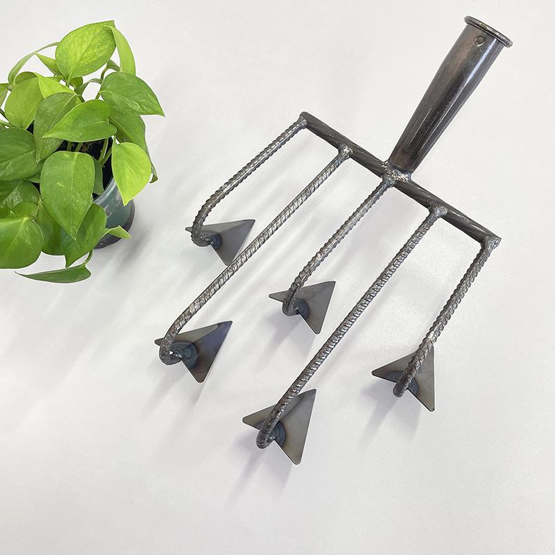 Multi-Functional Garden Rake Hoe with Three and Five-Tooth Soil Loosening Tools for Planting and Weeding