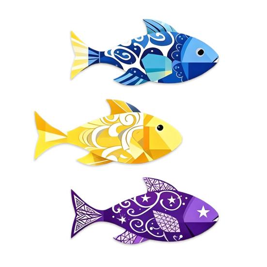 3 Pcs Wood Fish Wall Art Nautical Beach Wooden Fish