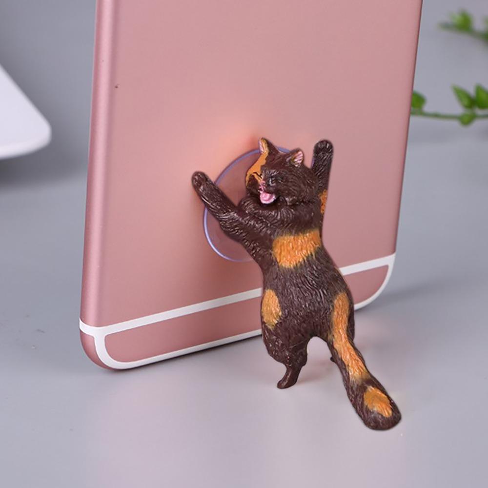 Cute Resin Cat Phone Holder Sucker Design Cartoon Mobile Phone Stand Holder Smartphone Holder Home Office