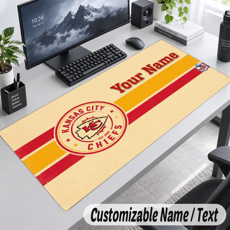 Kansas City Chiefs Personalisierte Große Mauspads Benutzerdefinierter Name Text Erweiterte Schreibtischunterlage Gaming-Mauspad