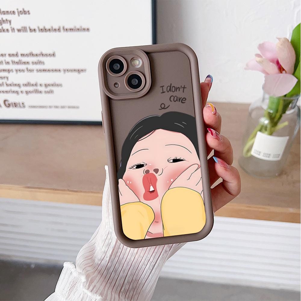 Amazon hot-selling iphone17 mobile phone case pouty funny 14 matte silicone case apple 16promax soft case
