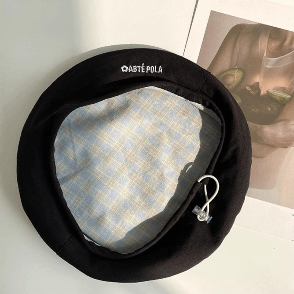 Solid Color Double-sided Beret Plaid Octagonal Caps Fashion Women Beanie Hat  Girls