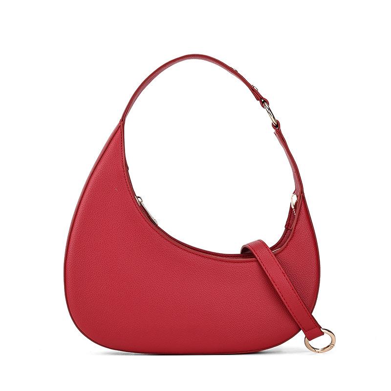 Elegant Solid Color Crescent Shoulder Bag: Chic High-End Handbag for Versatile Daily Use