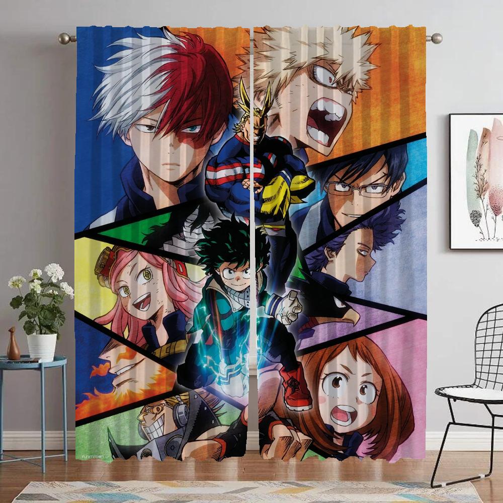 My Hero Academia Vorhänge für Wohnzimmer Vorhang für Zimmer 2 Paneele Raumteiler Halloween Dekoration Heimtextilien Vorhänge Küche