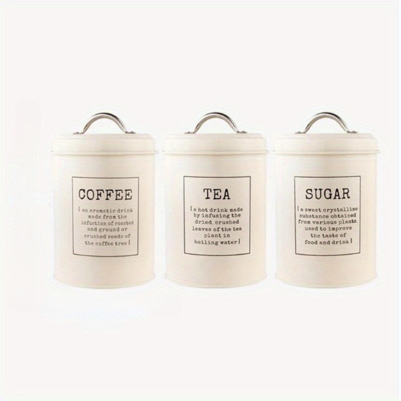 

3Pcs Coffee Sugar Container Sets Decor Lid Metal Tea Coffee Sugar Storage Jars Canister Pot Kitchen Container белый