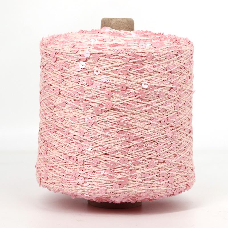 Hand-Knitted Bright Cotton Yarn with Sequins, 3MM+6MM, Combed and Fancy