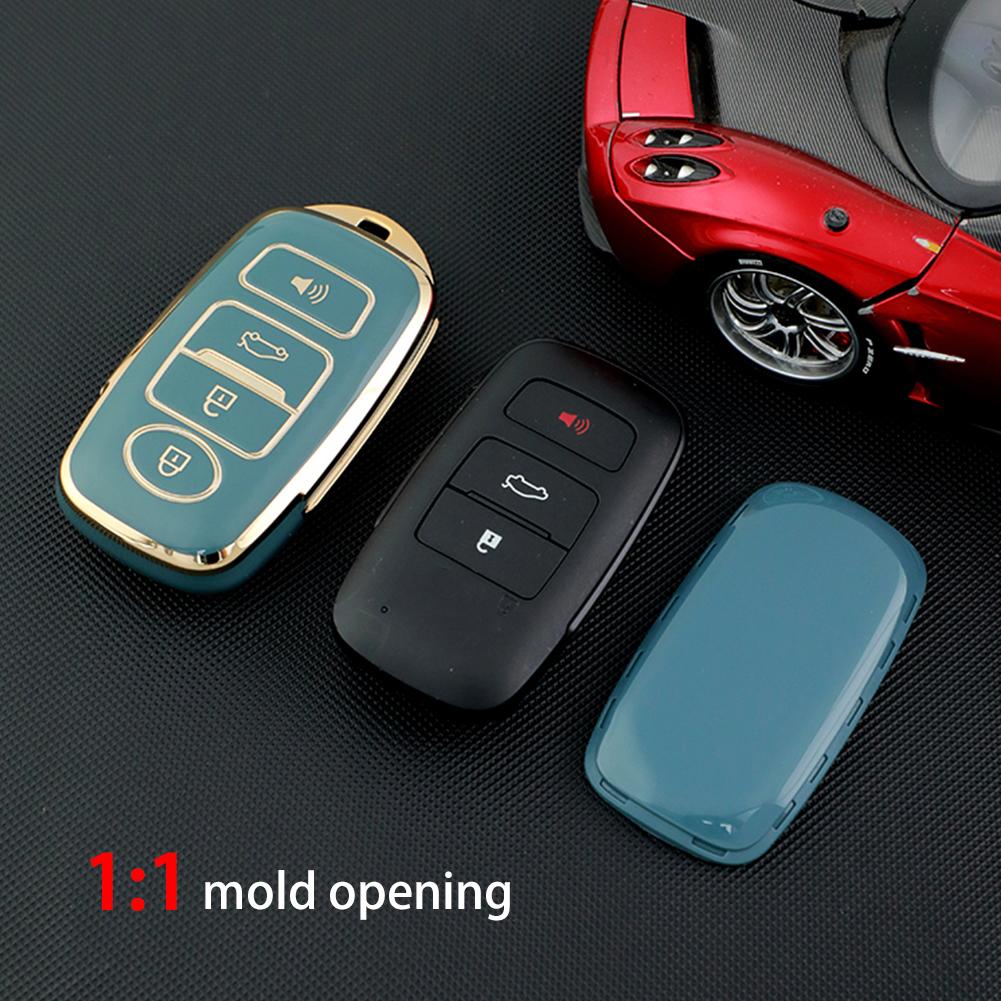 

TPU Car Key Cover Case Key Protection Chain Holder Shell Remote Keycase Protective Cover for Toyota PERODUA Keyless зелений