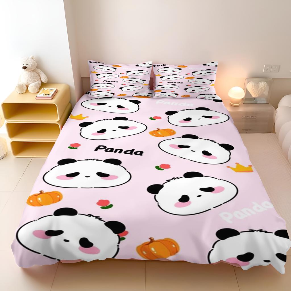 Miniso Duvet Cover Panda Cartoon Full Cute Children'S Bedroom 100% Polyester Adult Gift 2/3Pcs Bedding Set