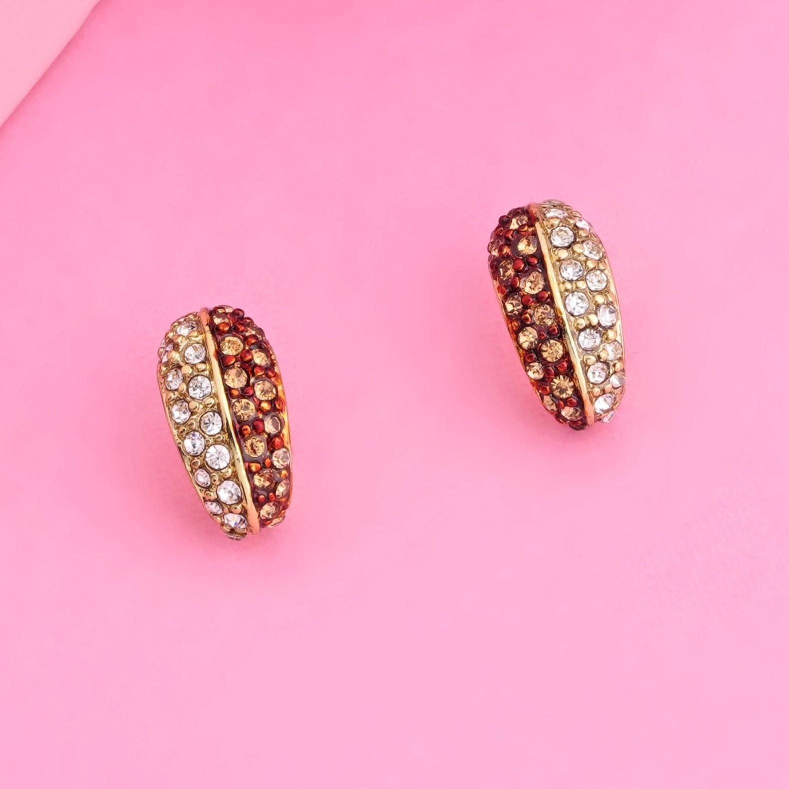 

Позолоченные обтекаемые серьги-гвоздики Estele с австрийскими кристаллами для женщин