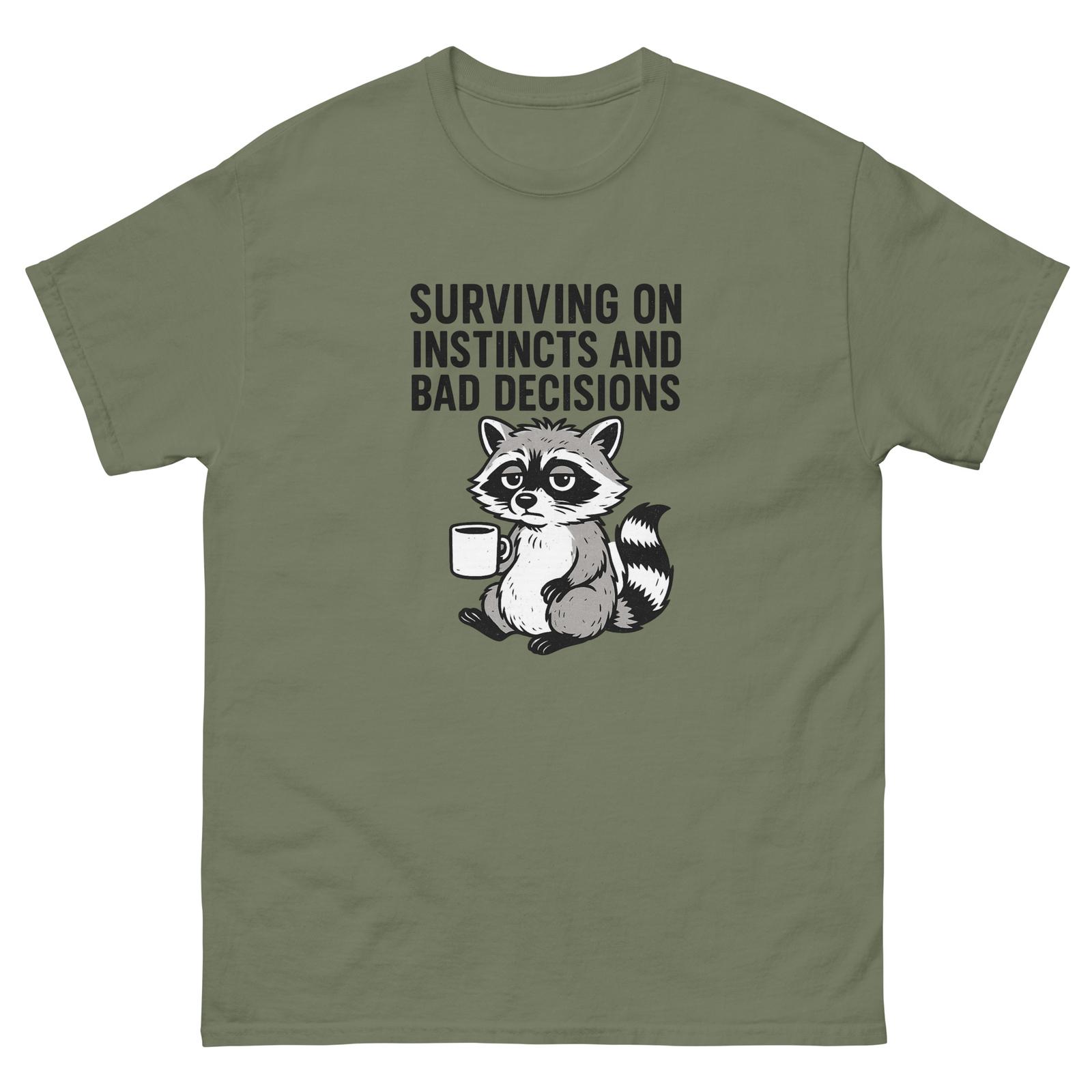 Surviving and bad decisions tshirt raccoon tee funny shirt multi-coloured 4XL