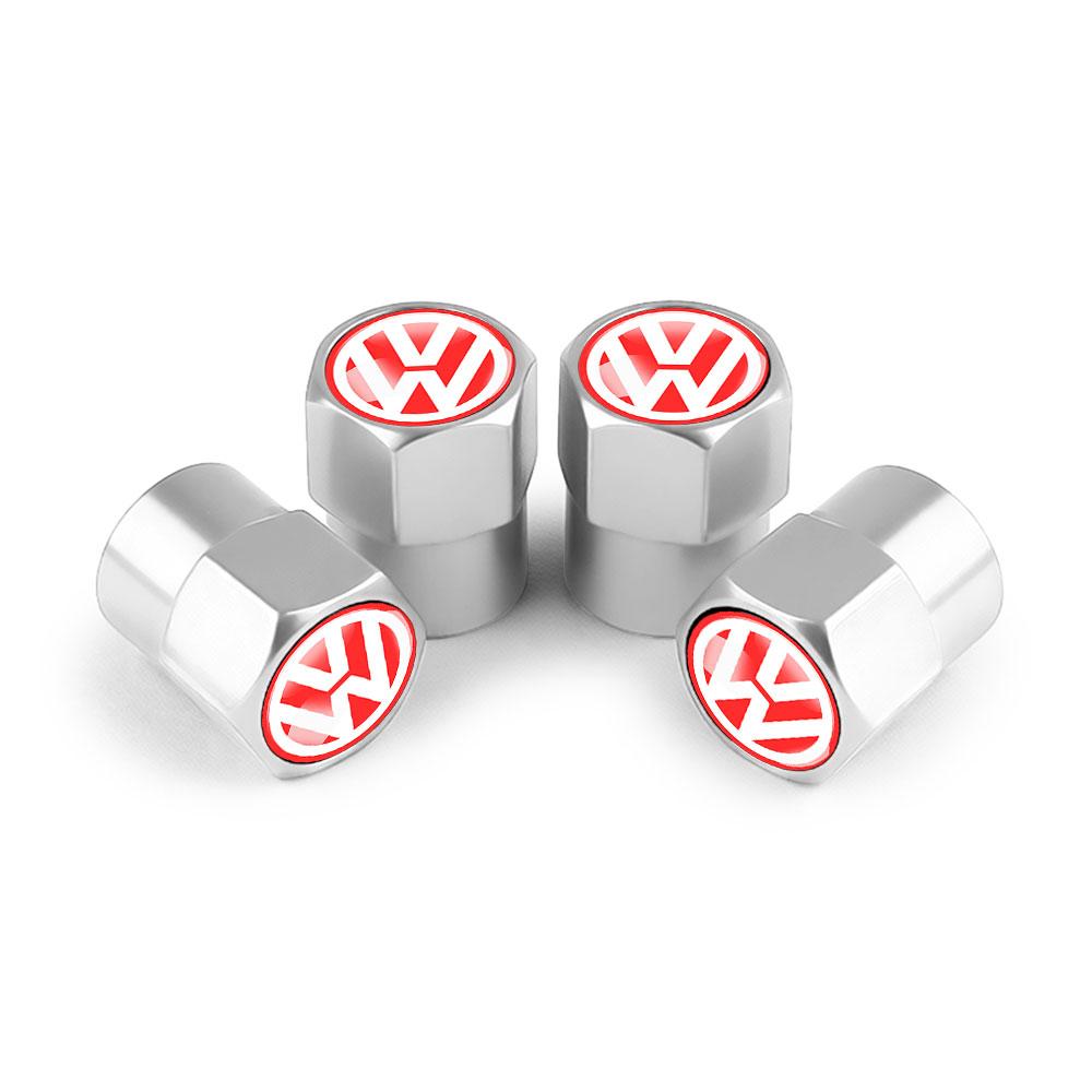 4Pcs Car Metal Wheel Tire Air Valve Dust Caps Accessories With Logo For Volkswagen Golf Rline Passat GTI Sagitar Scirocco Tiguan