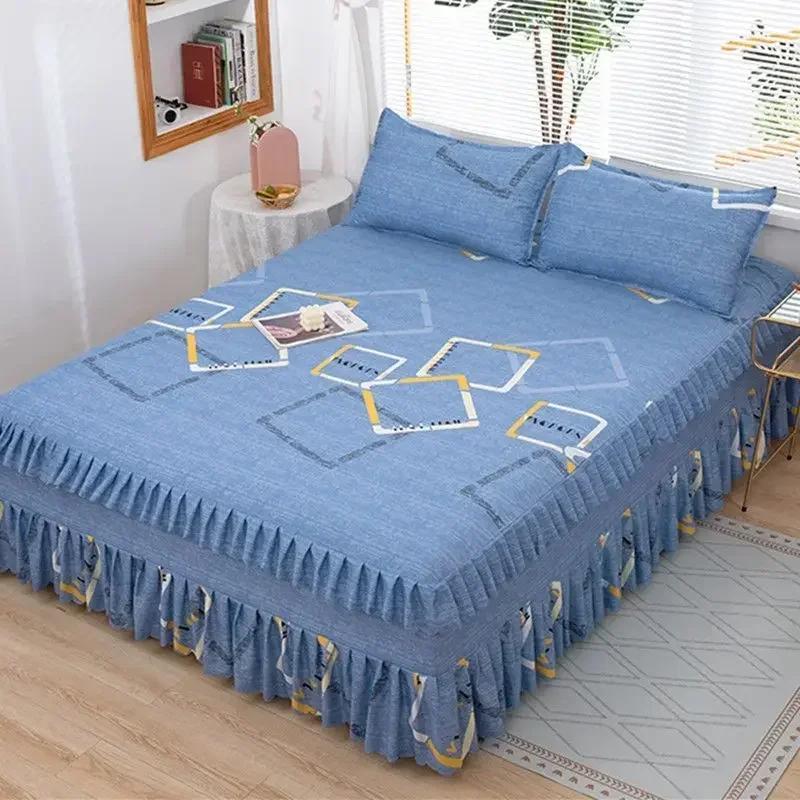 1Pcs Bed Sheet Lace Skirt Elastic Fitted Double Bedspread With Pillowcases Mattress Cover Bedding Set Elastic King Size Bedsheet