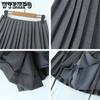 WTEMPO Girl's High Waist Double Drawstring Zipper Short Skirts Women's Solid All-match Pleated A-line Mini Skirts