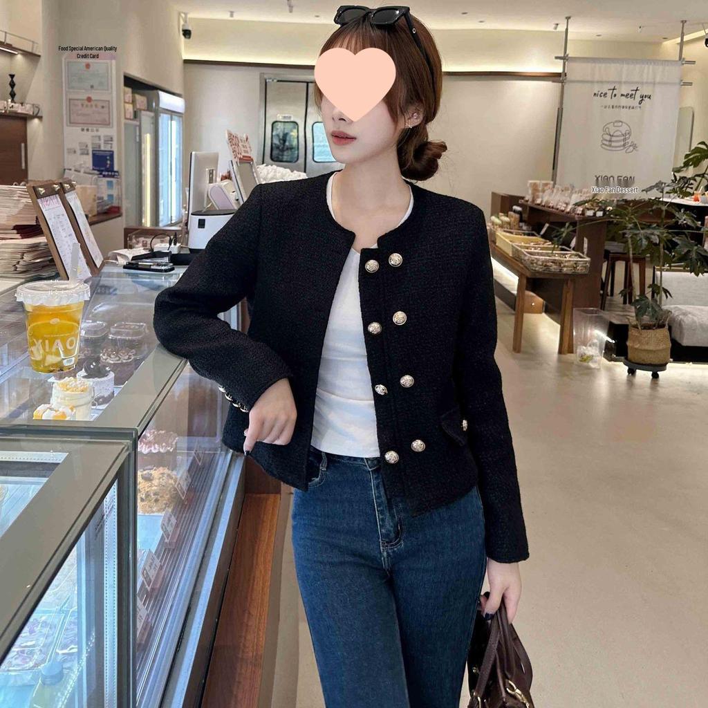 Spring & Autumn Korean Style Petite Versatile Round Neck Jacket for Women