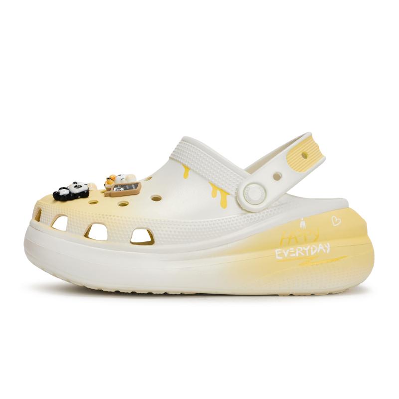 

Crocs Crush Clog REGO Хот-дог Панда Выпечка Расписанные вручную Граффити Съемные аксессуары Обувь с отверстиями Унисекс Белый и Желтый 39-40
