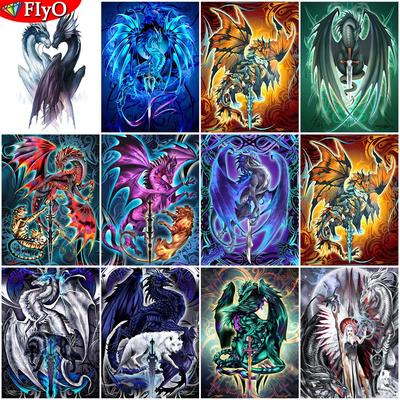 5D-Diamantgemälde zum Selbermachen, Drache und Schwert, quadratisch, rund, Diamant-Stickerei, Tiermosaik, Kunst-Strass-Set, Heimdekoration