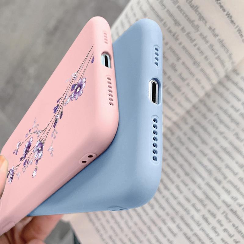 Měkké silikonové pouzdro s květinovým vzorem pro Samsung A55 M35 S24 Xiaomi Redmi Note 13 Pro 13C iPhone Huawei Honor Realme ochranný kryt proti nárazu