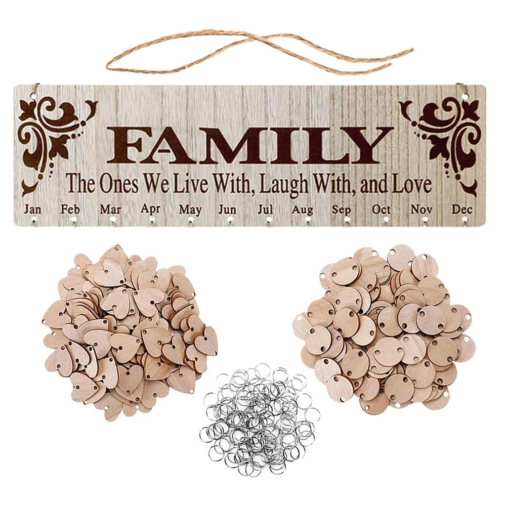 Eid  DIY Decor Wooden Calendar Pendant Family Wedding Birthday Special Days Countdown Reminder Board For Christmas Gifts