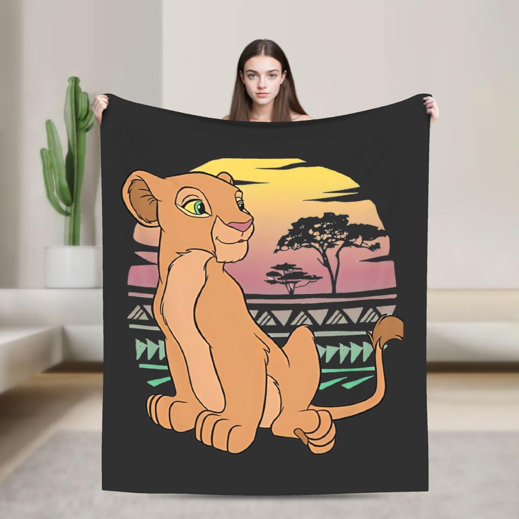 Warm BlanketGirls Boys Decorative Simba Lion King Throw Blanket  Flannel Bedspread Chair Sofa Bed Street Trend Sofa Bed Cover