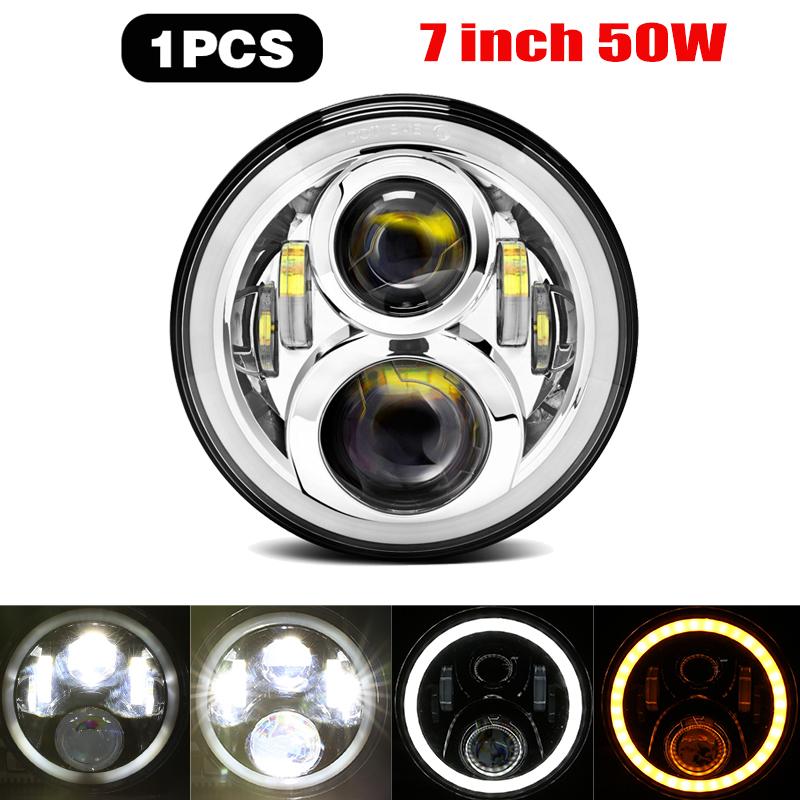 For BMW Harley Softail Cafe Racer Chopper Ural IZH For Honda 7"Led Car Motorcycle Headlight H4 Phare Farol Moto Headlamp