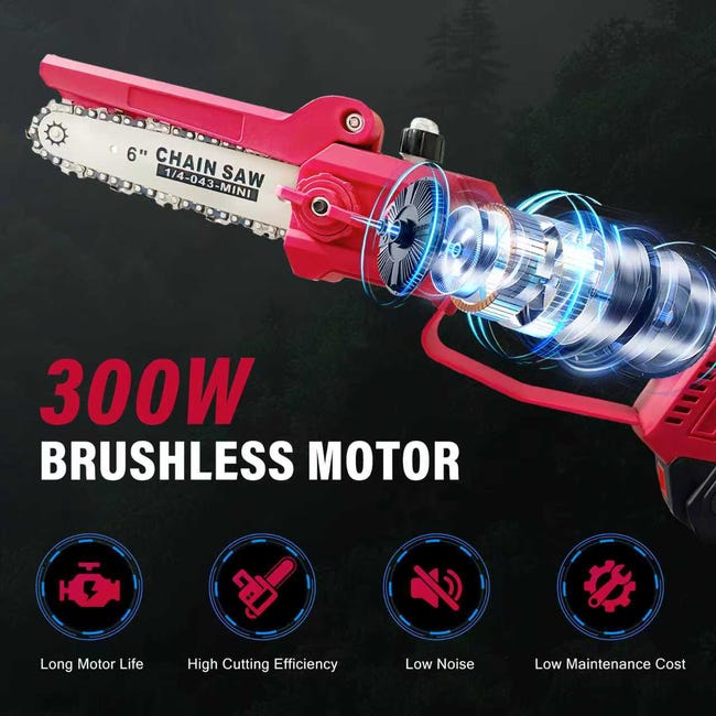 4-in-1 Multifunctional Electric Saw, 21V Brushless, with Telescopic Aluminum Pole and 6" Chain for Garden Use