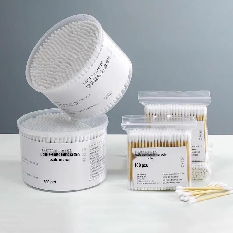 Двусторонние деревянные ватные палочки для макияжа, чистки ушей и гигиены