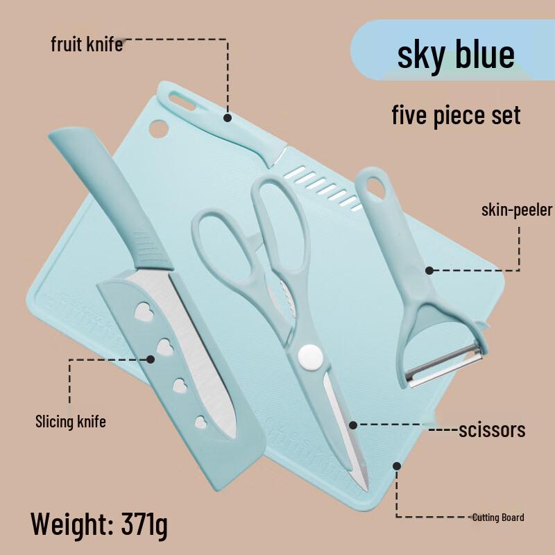 ZISIZ Kitchen Cutting Board & Knife Set