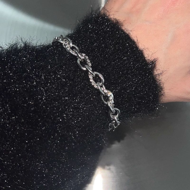 Double-Layer Cuban Diamond Bracelet Light Luxury Minority Ins Cold Style Fashion Fancy Men's and Women's Hip Hop Bracelet New Arrival