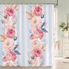 Modern Flowers Shower Curtains Waterproof Fabric Floral Bath Curtains For Bathroom Bathtub Large Wide Bathing Cover With Hooks