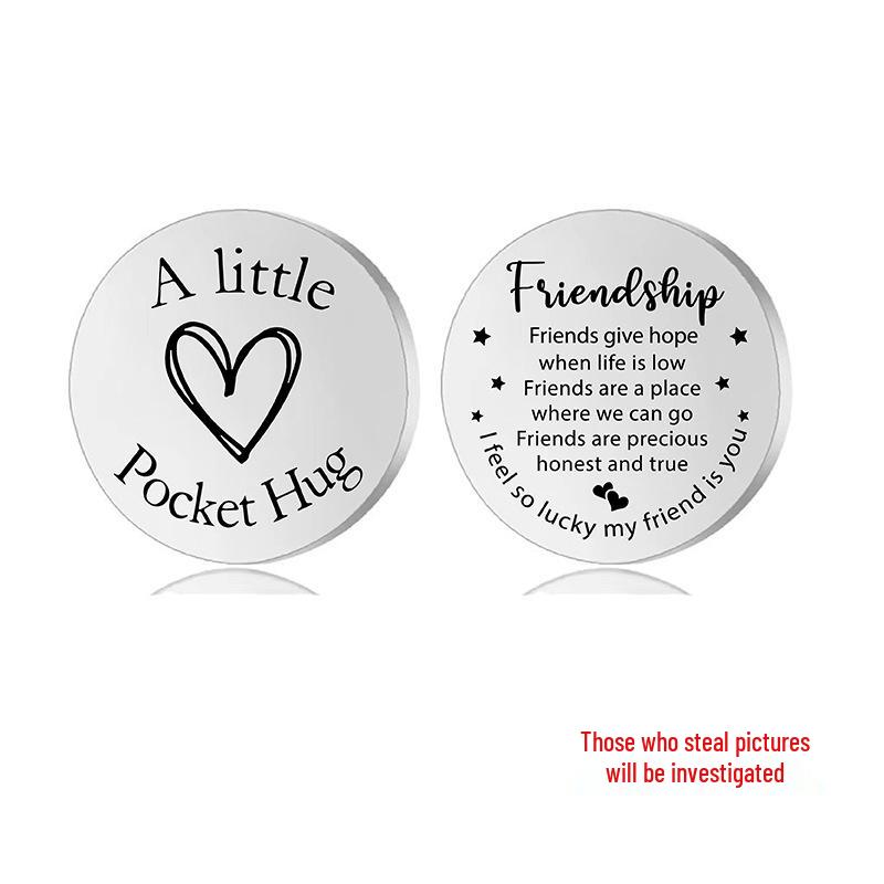 Lucky Charm Motivational Coin: Engravable Stainless Steel Couple & Family Gift Ornament.