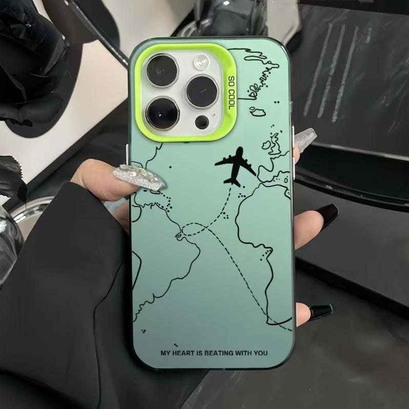 

Apple 16Pro Airplane Route iPhone Case for iPhone 17, New Air 15Pro, and High-end 14Pro iPhone 13 Mini