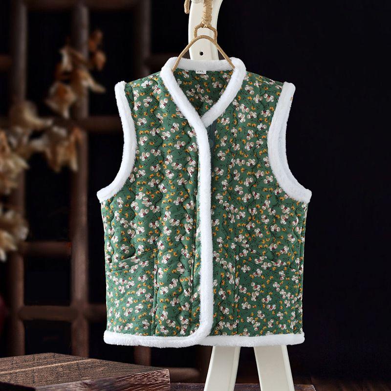 Damska bawełniana kamizelka z nadrukiem i zamkiem błyskawicznym na jesień i zimę