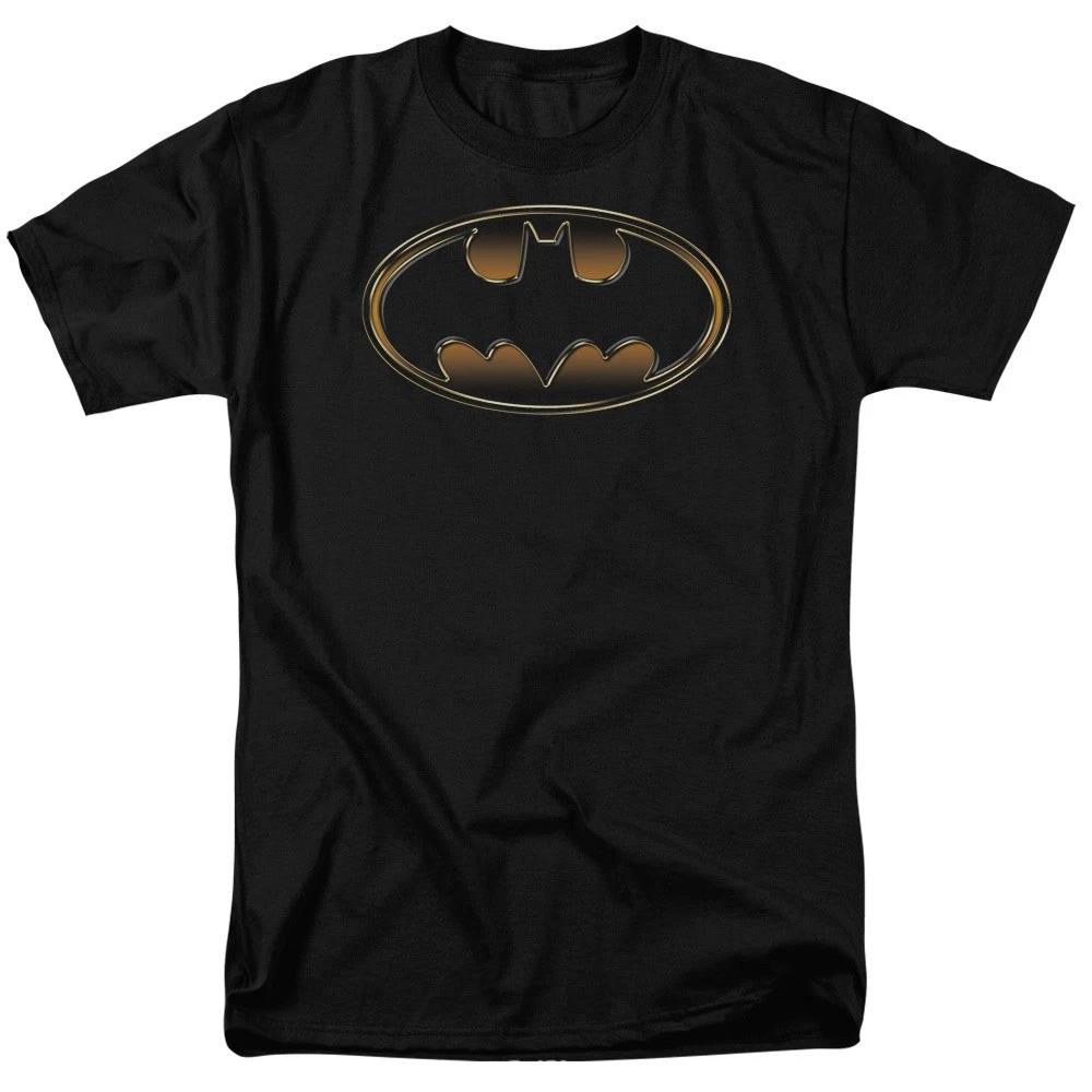 Batman Bat Shield Logo Black And Gold Embossed DC Comics Licensed Adult T-Shirt XXXL