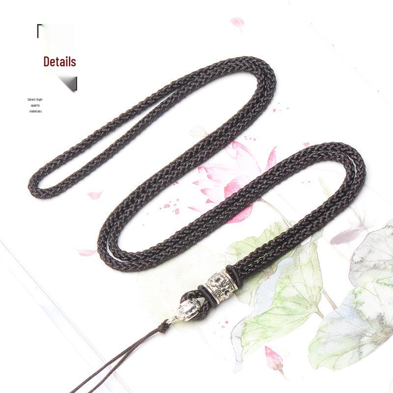 Fashionable Long Sweater Chain with Tibetan Silver Buckle Lanyard and Jade Pendant