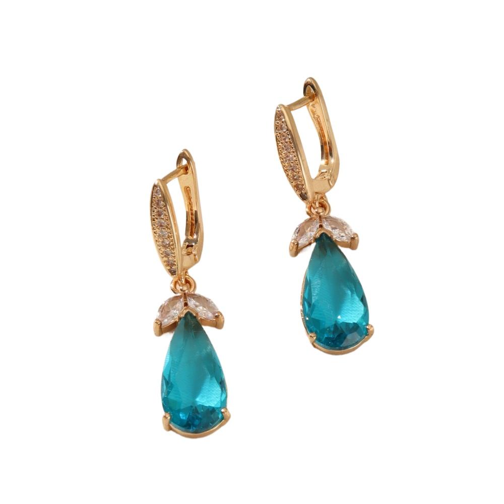 1 Pair Delicate Drop-shaped Leaves Dangle Earrings for Women Cubic Zirconia Jewelry Wedding Party Accessories