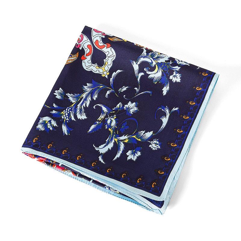 POBING Silk Scarf Women Square Scarves Wraps Cashew Floral Print Neckerchief Female Foulards Silk Hijabs Lady Bufandas 100x100CM