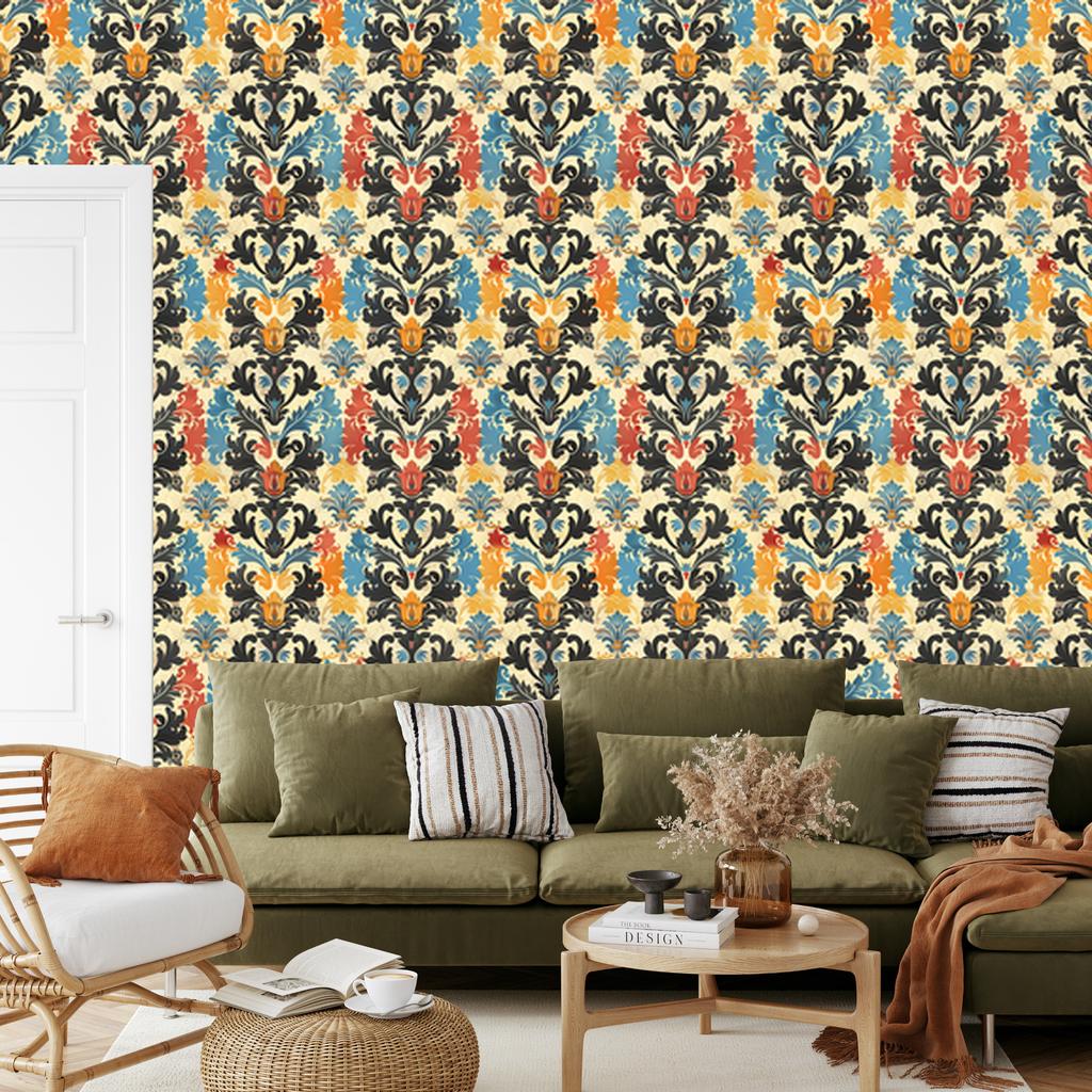 Baroque Damask Wallpaper Brown and Beige for Living Room and Bedroom 50x1000