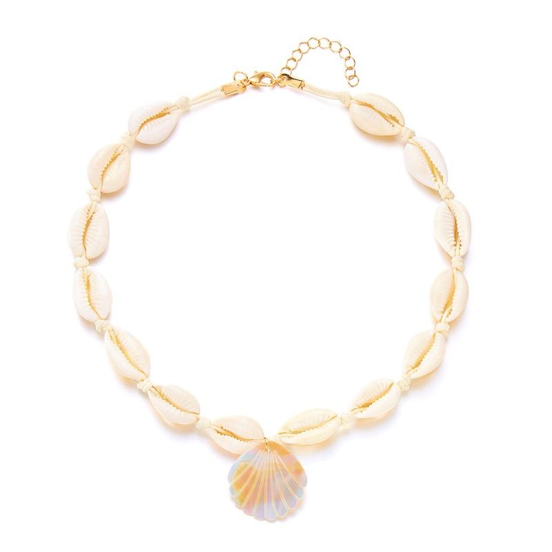 1PC Summer Hot Sale Jewelry Simple Scallop Pendant Necklace Women's Versatile Hand-woven Collarbone Chain Women