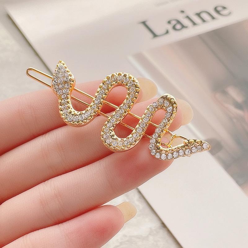 Snake Hair Pin Women's Bangs Duckbill Clip Rhinestone Alloy Barrette Fashion Design Hair Clip Hairpin Hair Accessories For Women