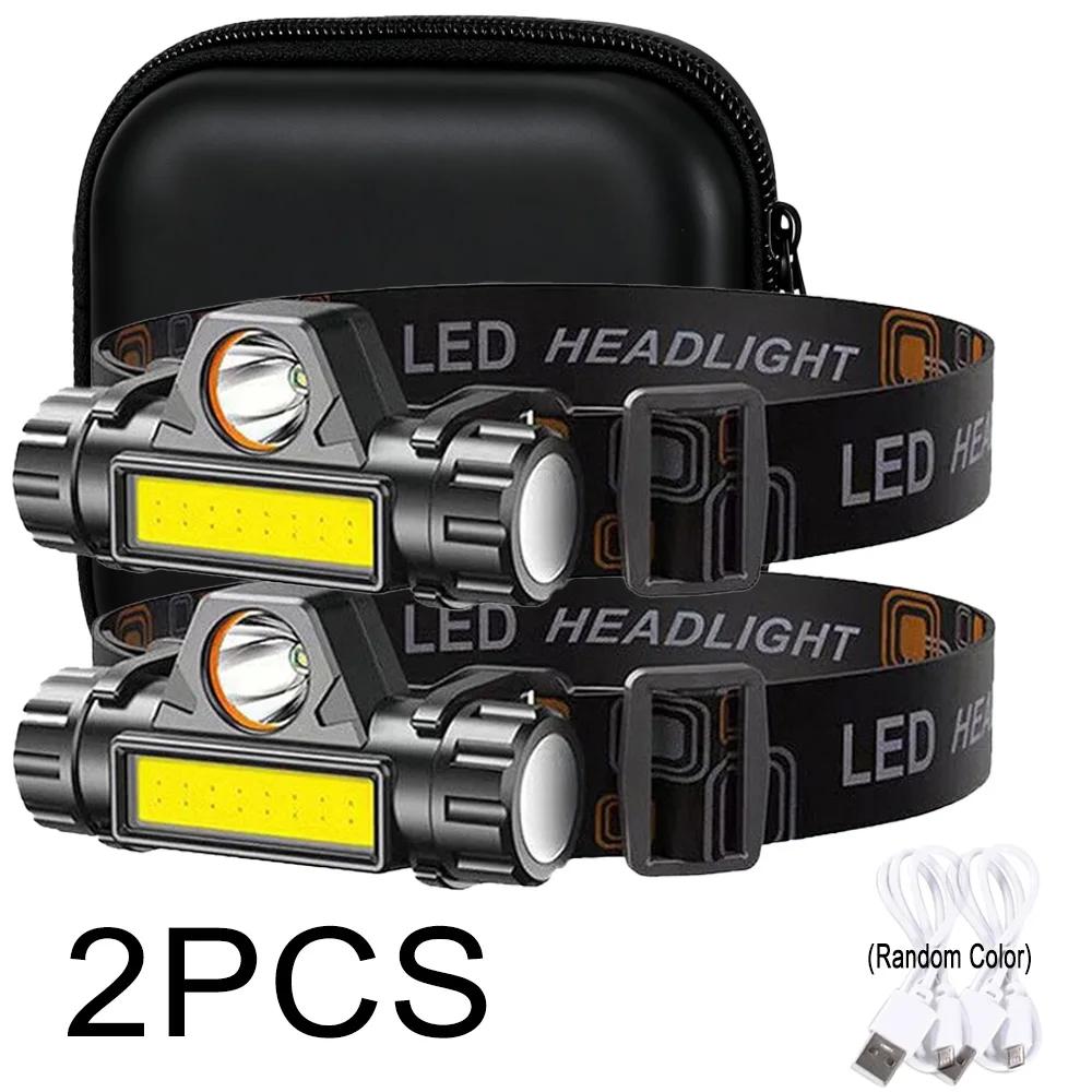 Dobíjecí COB LED USB čelovka Silný magnetický výkonný světlomet Super jasná vodotěsná čelová svítilna Pro venkovní rybaření