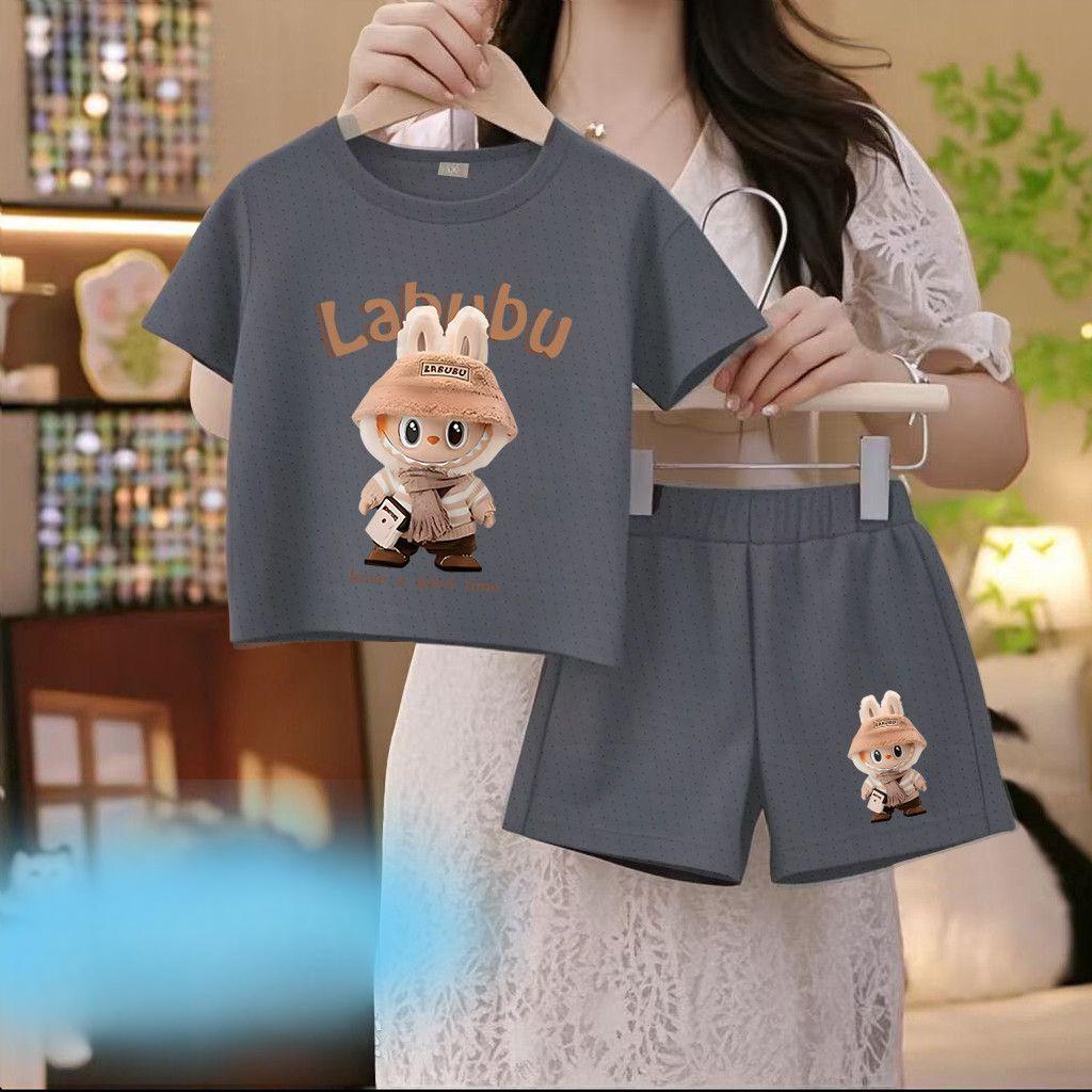 

Летний комплект спортивной одежды для мальчиков и девочек, модный детский комплект из двух предметов с коротким рукавом 160cm серый