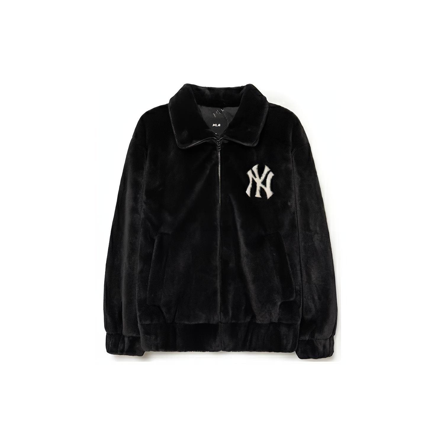 MLB Velvet feel Coat Unisex Black 3AFDV0236 XS