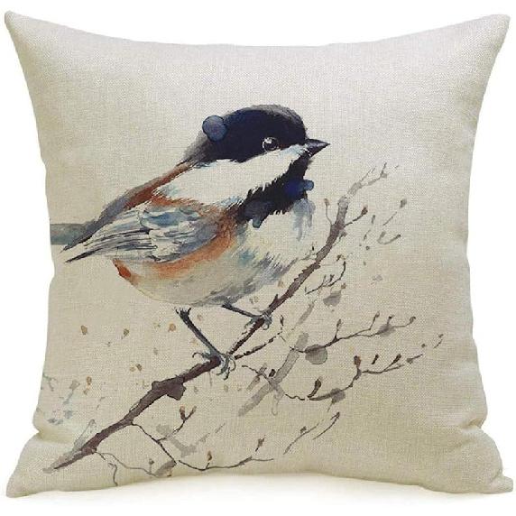 

Декоративная льняная наволочка с принтом «Синица в рамке», желтая птица, сидящая на ветке, декор, украшение, акварельные цвета, животные, дикая природа, уютная подушка 18 x 18 (Pack of 1)