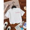 Europäische Größen Mädchen-T-Shirt Gestricktes Oberteil Mit Pony Club Design und dem Spruch 'Ich möchte mit Mama Fußball spielen' im beidseitigen Druck.